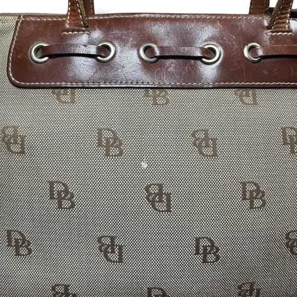 Dooney & Bourke Large Tassel Canvas Tote Bag Beige Brown Y2K — Read Description - Picture 6 of 15